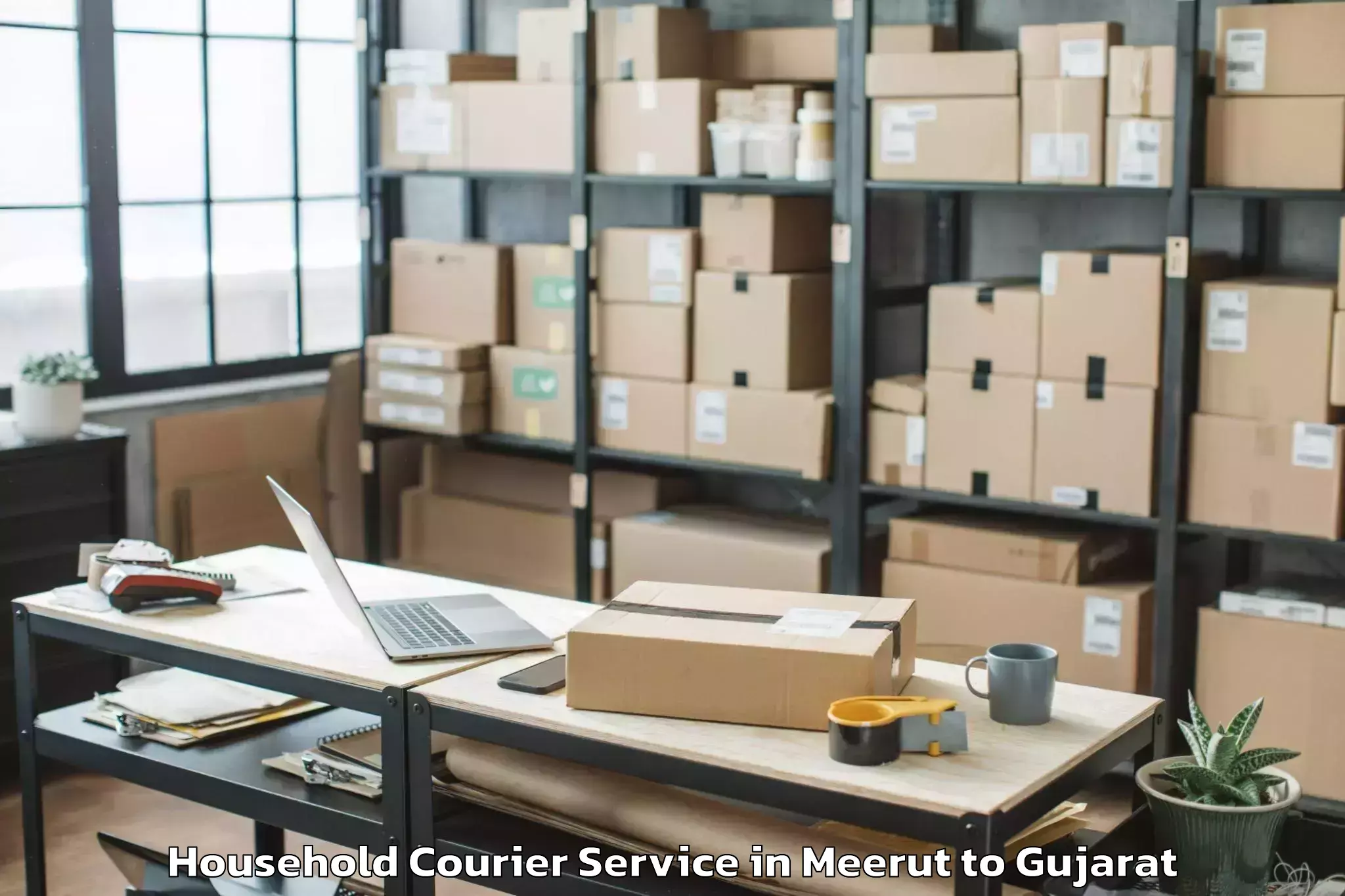 Easy Meerut to Hazira Household Courier Booking